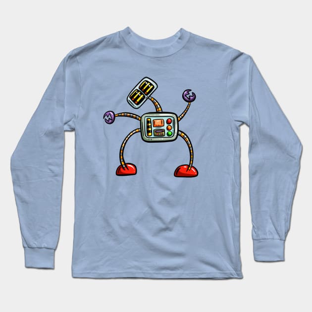 Long Limb Cartoon Robot Long Sleeve T-Shirt by Squeeb Creative